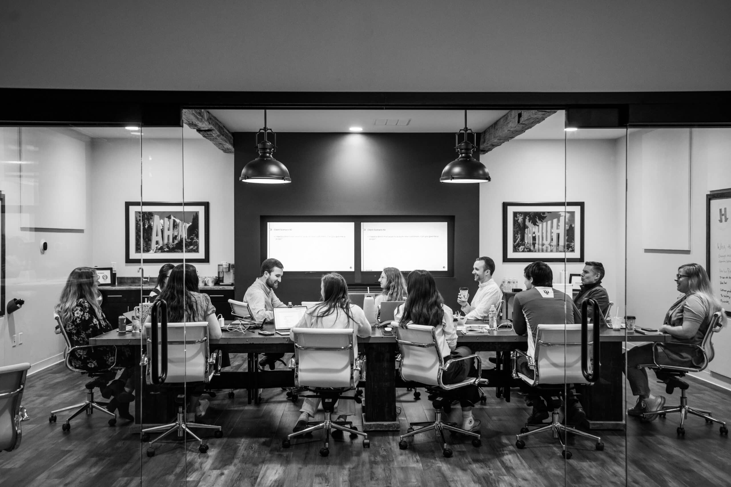 Pathfinders' main conference room, featuring members of the Pathfinders staff